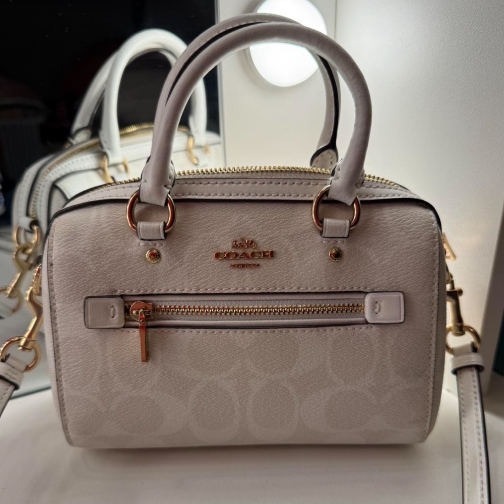 Coach Cream Satchel with Gold Accents